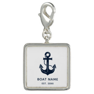 Your Boat Name Anchor Blue Charm