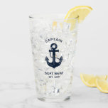 Your Boat Name Anchor Blue Glass