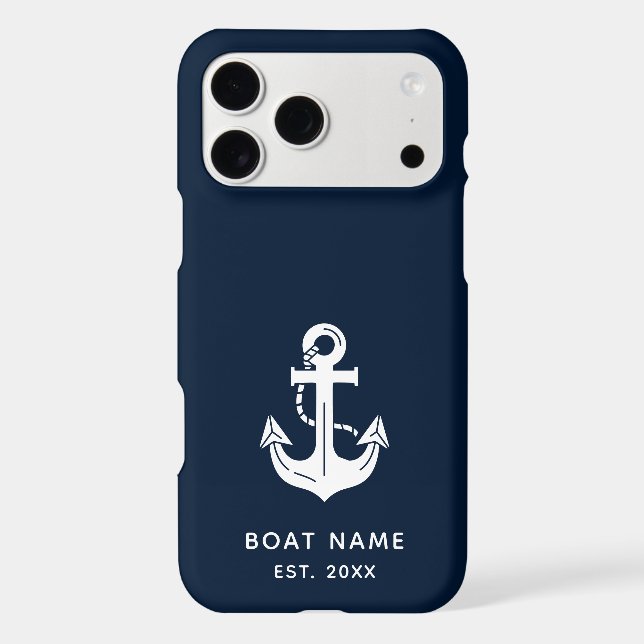 Your Boat Name Anchor Blue iPhone Case (Back)
