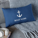 Your Boat Name Anchor Blue Lumbar Pillow<br><div class="desc">Your Boat Name Anchor Blue Lumbar Pillow Cushion.</div>
