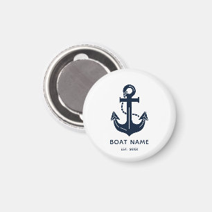 Your Boat Name Anchor Blue  Magnet