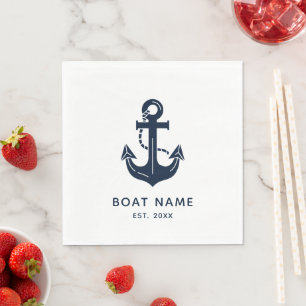 Your Boat Name Anchor Blue Napkins
