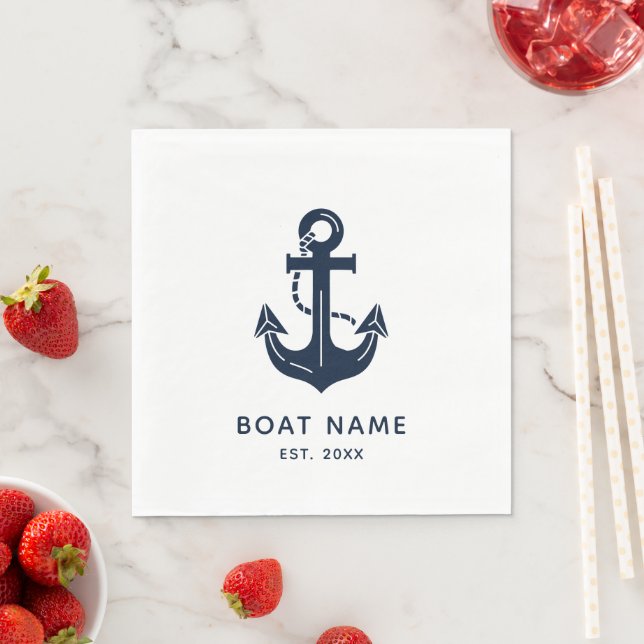 Your Boat Name Anchor Blue Napkins (Insitu)