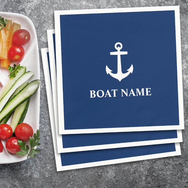 Your Boat Name Anchor Blue Napkins (Creator Uploaded)