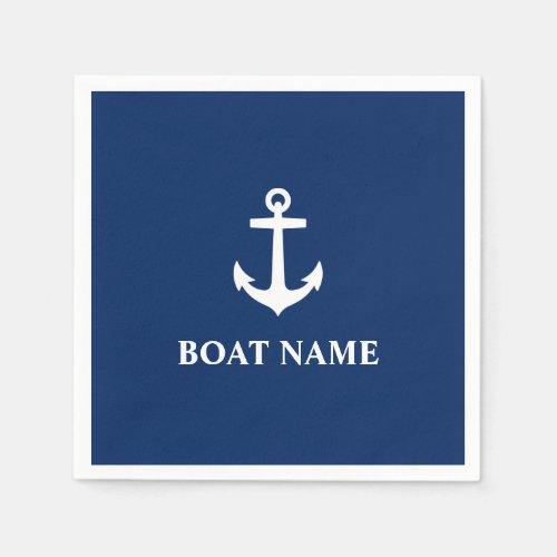 Your Boat Name Anchor Blue Napkins