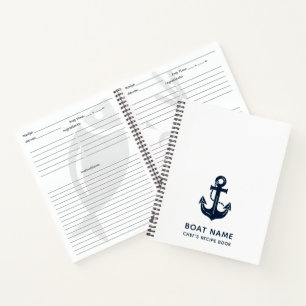 Your Boat Name Anchor Blue Notebook