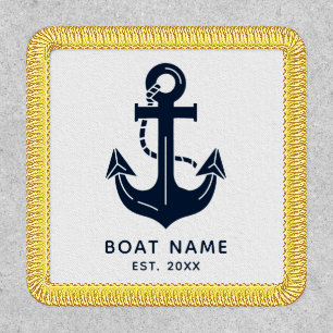 Your Boat Name Anchor Blue  Patch