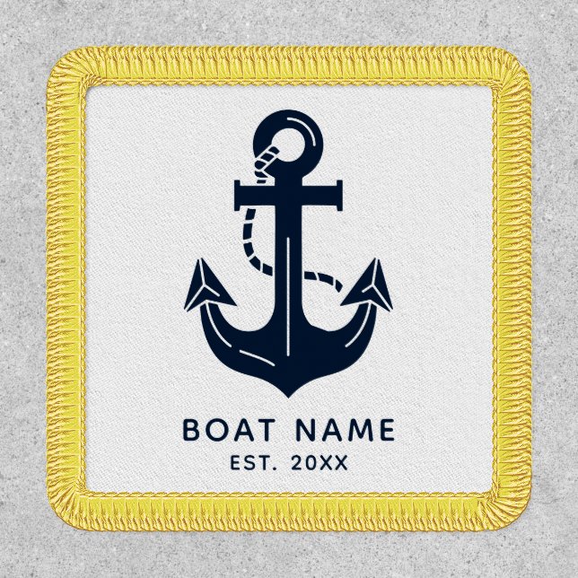 Your Boat Name Anchor Blue  Patch (Front)