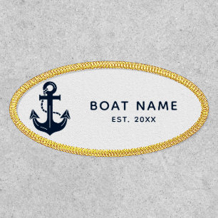 Your Boat Name Anchor Blue  Patch