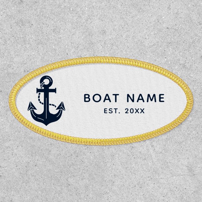 Your Boat Name Anchor Blue  Patch (Front)
