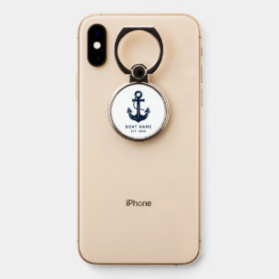 Your Boat Name Anchor Blue Phone Ring Stand