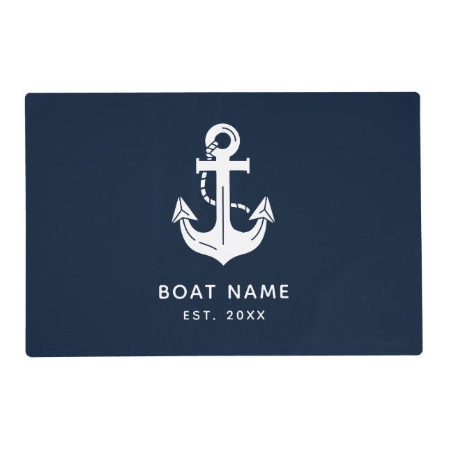 Your Boat Name Anchor Blue Placemat (Front)