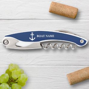 Your Boat Name Anchor Blue Waiter's Corkscrew