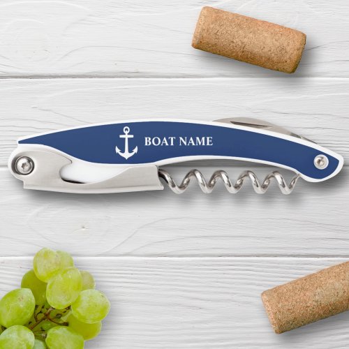 Your Boat Name Anchor Blue Waiters Corkscrew