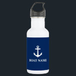 Your Boat Name Anchor Blue White Stainless Steel Water Bottle<br><div class="desc">Your Boat Name Anchor Blue White Water Bottle</div>