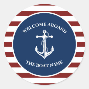 Your Boat Name Anchor Classic Round Sticker