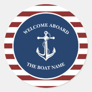 Your Boat Name Anchor Classic Round Sticker