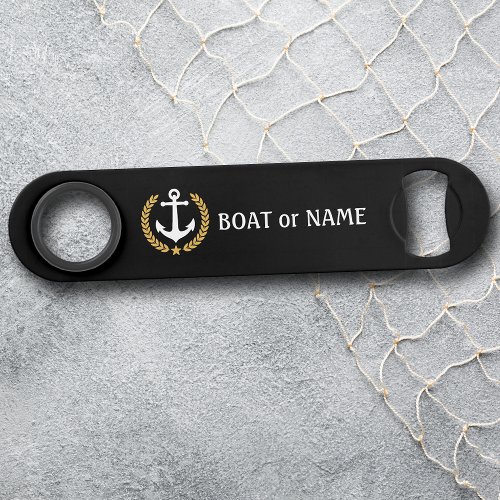 Your Boat Name Anchor Gold Style Laurel Black Bar Key