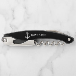 Your Boat Name Anchor in Black Waiter&#39;s Corkscrew