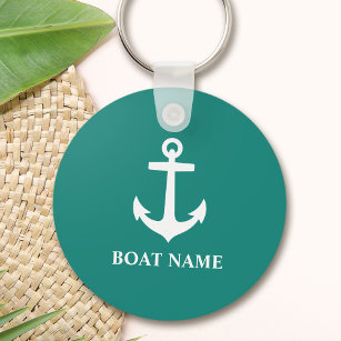 Your Boat Name Anchor Nautical Style Keychain