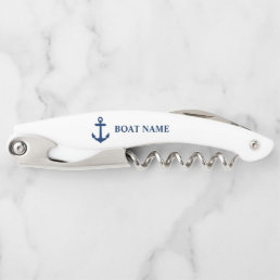 Your Boat Name Anchor on White Waiter&#39;s Corkscrew