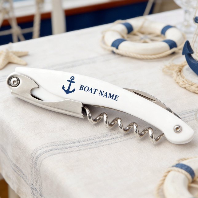 Your Boat Name Anchor on White Waiter's Corkscrew (Creator Uploaded)