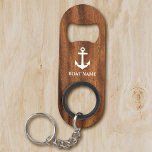 Your Boat Name Anchor on Wood Keychain Bottle Opener<br><div class="desc">Your Personalized Name or Boat Name With Nautical Navy Anchor Keychain Bottle Opener</div>