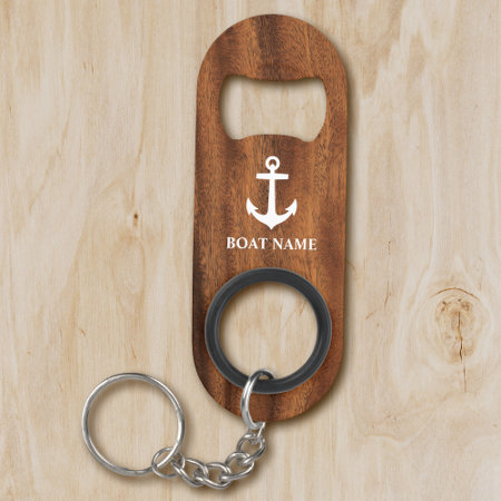 Your Boat Name Anchor On Wood Keychain Bottle Opener