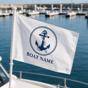 Your Boat Name Anchor & Rope Flag