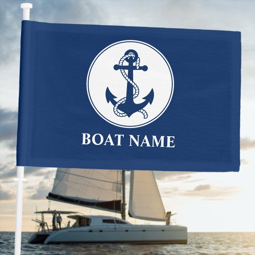 Your Boat Name Anchor  Rope Flag