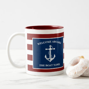 Your Boat Name Anchor Two-Tone Coffee Mug