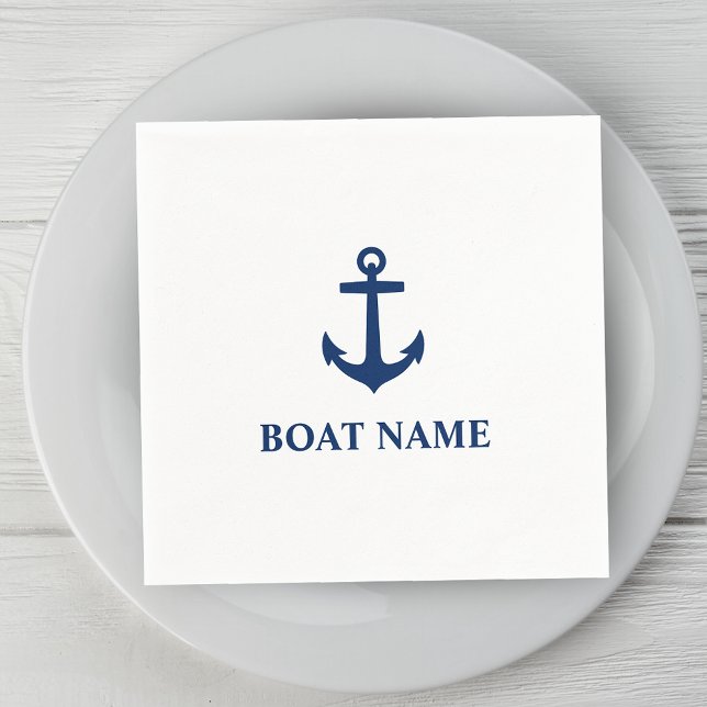Your Boat Name Blue Anchor Napkins (Creator Uploaded)