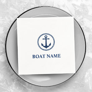 Your Boat Name Blue Sea Anchor Napkins