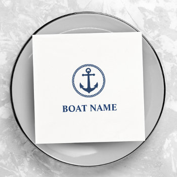 Your Boat Name Blue Sea Anchor Napkins by AnchorIsle at Zazzle