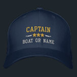 Your Boat Name Captain Nautical Stars Gold Silver Embroidered Baseball Cap<br><div class="desc">A personalized embroidered hat featuring your Captain rank or other title,  your Name or Boat Name and stars. Several cap and thread colors to choose from. Makes a great custom gift for Fathers day,  Mothers day or any occasion.</div>