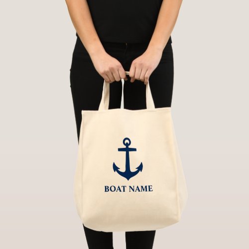 Your Boat Name Classic Anchor Eco Friendly Grocery Tote Bag
