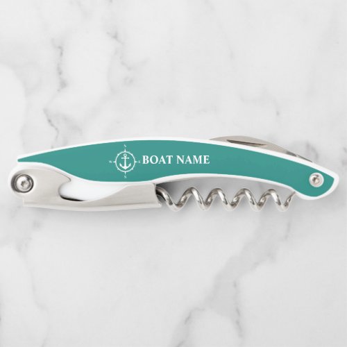 Your Boat Name Compass Anchor Blue ca0a Waiters Corkscrew