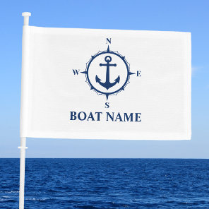 Your Boat Name Compass Anchor Flag