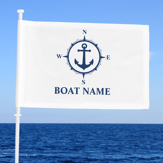 Your Boat Name Compass Anchor Flag (Creator Uploaded)