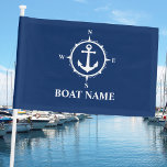 Your Boat Name Compass Anchor Flag at Zazzle