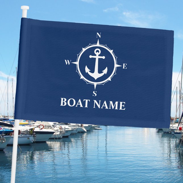 Your Boat Name Compass Anchor Flag (Creator Uploaded)