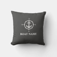 Your Boat Name Compass Anchor Gray