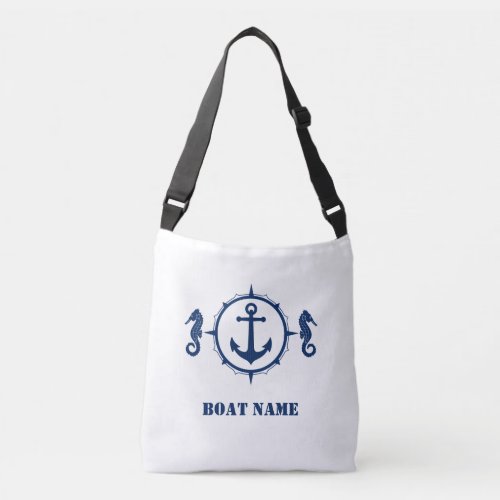 Your Boat Name Cross Body Tote Seahorse Anchor