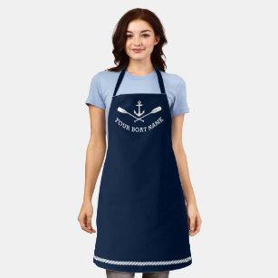 Your Boat Name Nautical Anchor Crossed Oars Apron