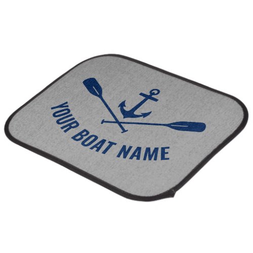 Your Boat Name Nautical Anchor Crossed Oars Gray Car Floor Mat