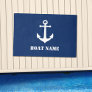Your Boat Name Nautical Anchor Navy Blue Outdoor Rug
