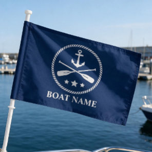 Your Boat Name Nautical Anchor & Oars Boat or Car Flag