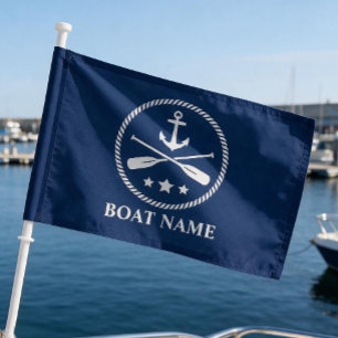 Your Boat Name Nautical Anchor & Oars Boat or Car Flag