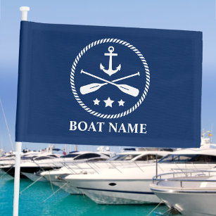 Your Boat Name Nautical Anchor & Oars Boat or Car Flag