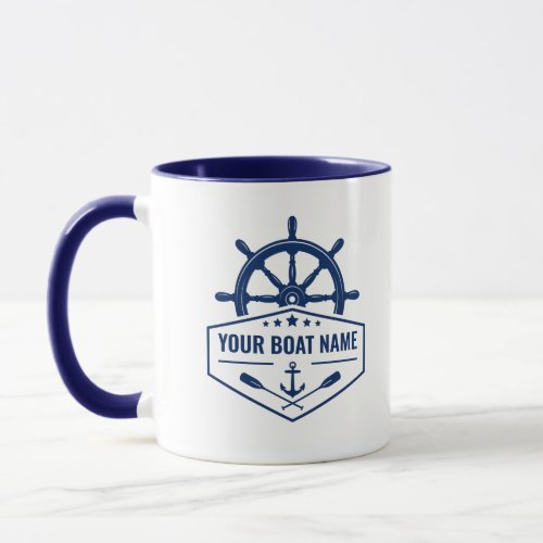 Your Boat Name Nautical Anchor Oars Helm 2 Tone Mug
